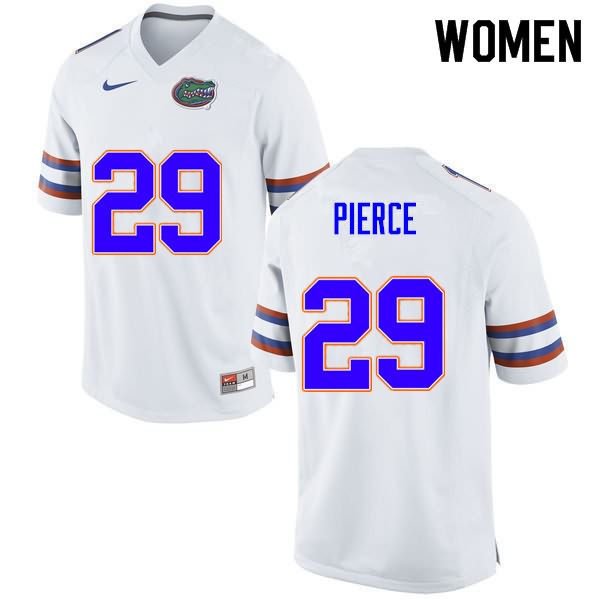 NCAA Florida Gators Dameon Pierce Women's #29 Nike White Stitched Authentic College Football Jersey FNR4464WZ